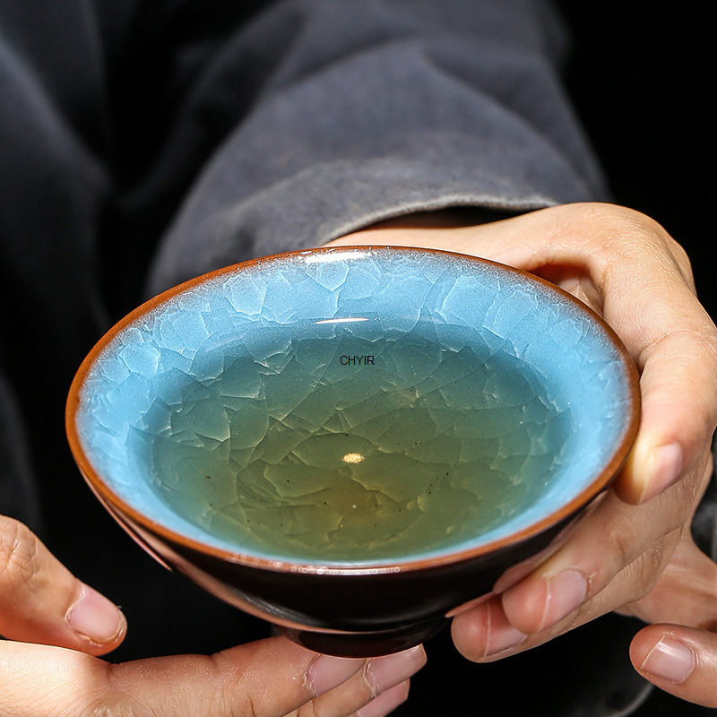 Celadon Ceramic Cup - Large Ge Kiln Ice Crack Tea