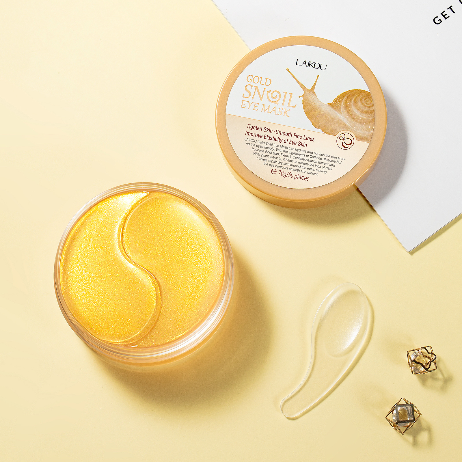 Sheet Mask Collagen - LAIKOU 50pcs Golden Snail Collagen Eye