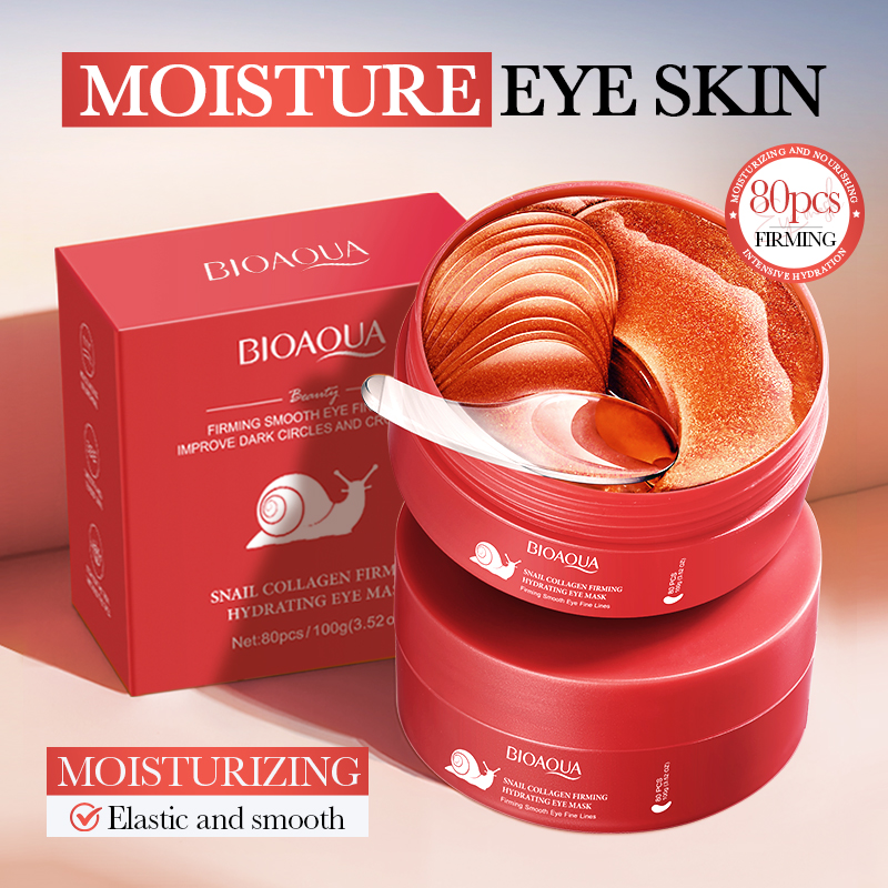 Sheet Mask Collagen - 80pcs BIOAQUA Snail Crystal Collagen Eye