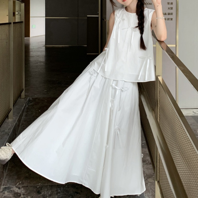 White Dress Sets for Women Bow – Korean Lifestyle Bewertung und Preis