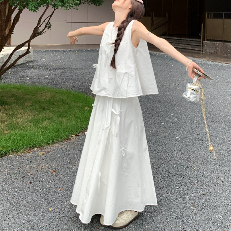 White Dress Sets for Women Bow – Korean Lifestyle Bewertung und Preis